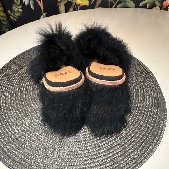 NWOB - UGG Rosa Fluff Heels Black Toscana Lamb Fur Heeled Mules Clogs NWT - US 7 - Picture 5 of 5